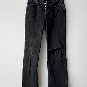 Topshop Petite Black Straight Leg Jeans W26L28